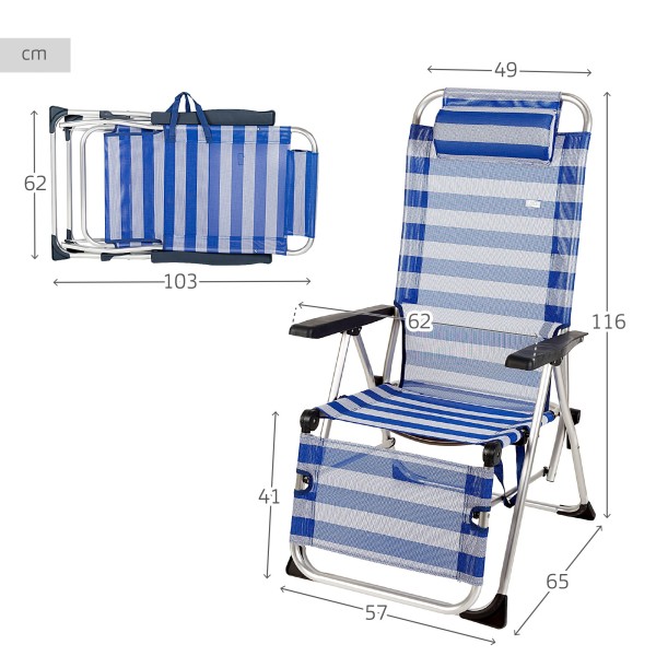 Espreguiçadeira de praia dobrável listrada | Distria