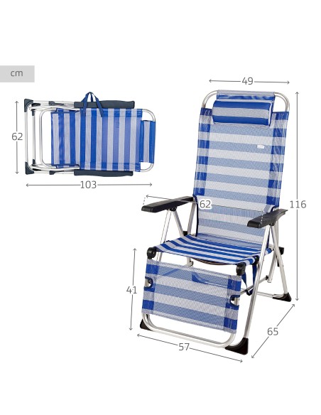 Espreguiçadeira de praia dobrável listrada | Distria