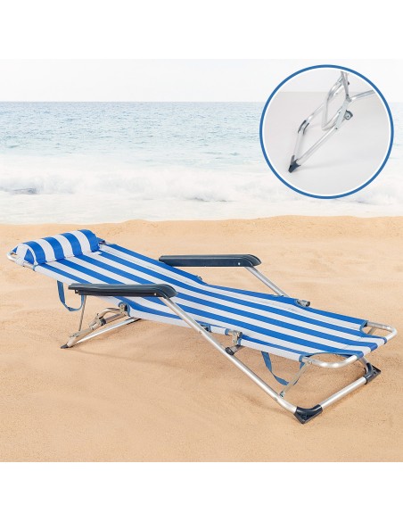 Espreguiçadeira de praia dobrável às riscas | Distria