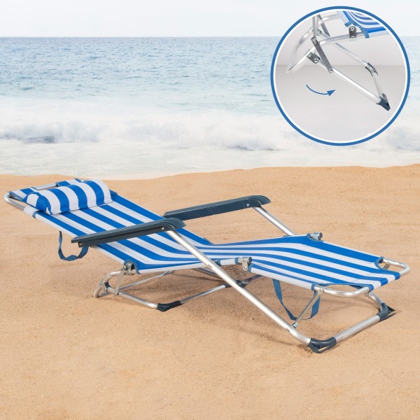 Espreguiçadeira de praia dobrável às riscas | Distria