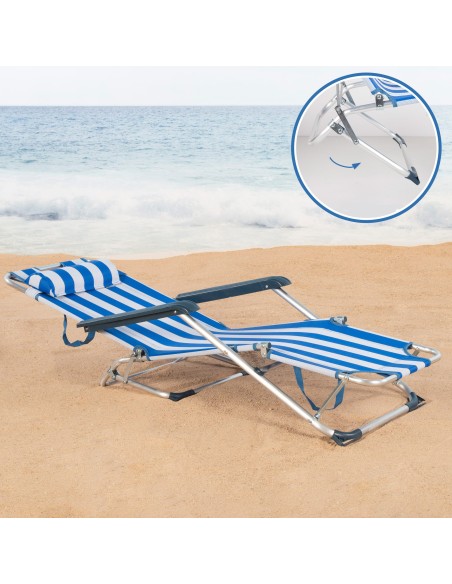 Espreguiçadeira de praia dobrável às riscas | Distria