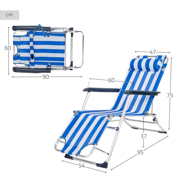 Espreguiçadeira de praia dobrável às riscas | Distria