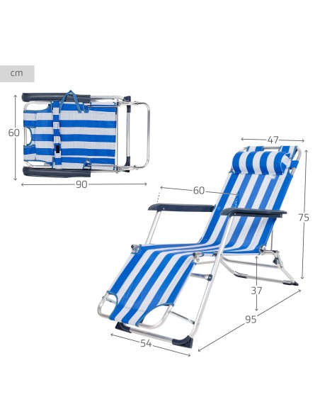 Espreguiçadeira de praia dobrável às riscas | Distria