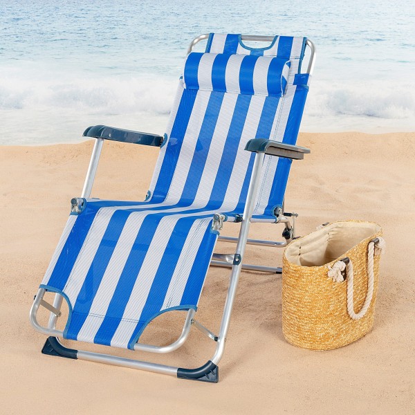 Espreguiçadeira de praia dobrável às riscas | Distria