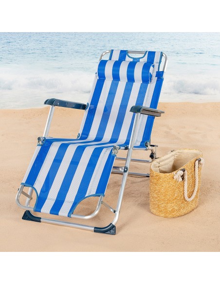 Espreguiçadeira de praia dobrável às riscas | Distria