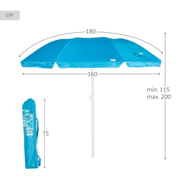 Guarda-sol UV50 azul 180 cm Aktive | Distria