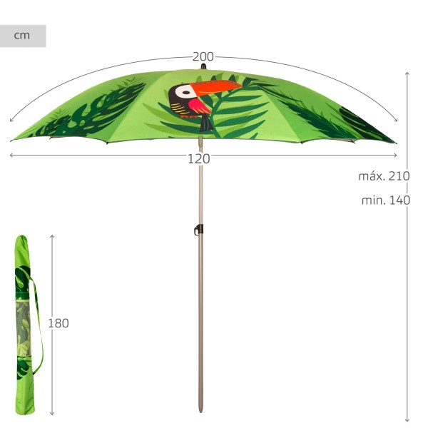 Guarda-sol design tropical 200 cm Aktive | Distrito