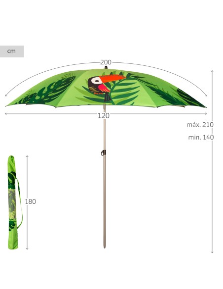 Guarda-sol design tropical 200 cm Aktive | Distrito