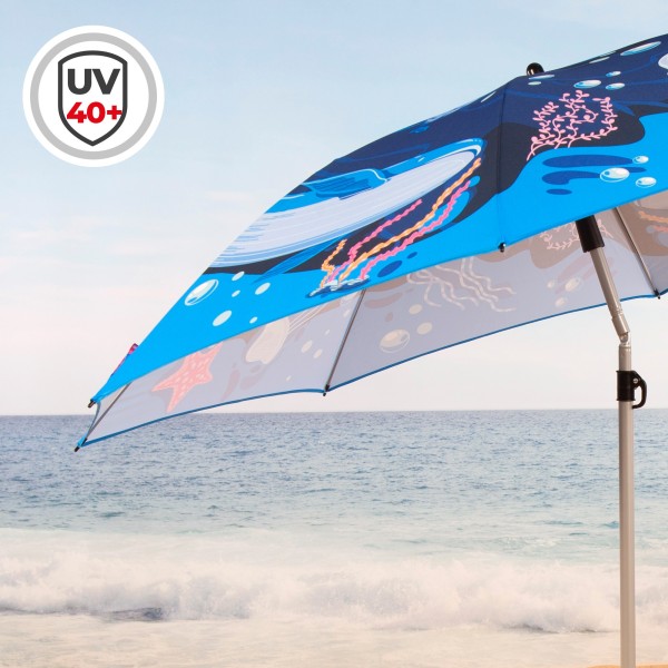 Guarda-sol com desenho de mundo marinho 200 cm Aktive | Distria