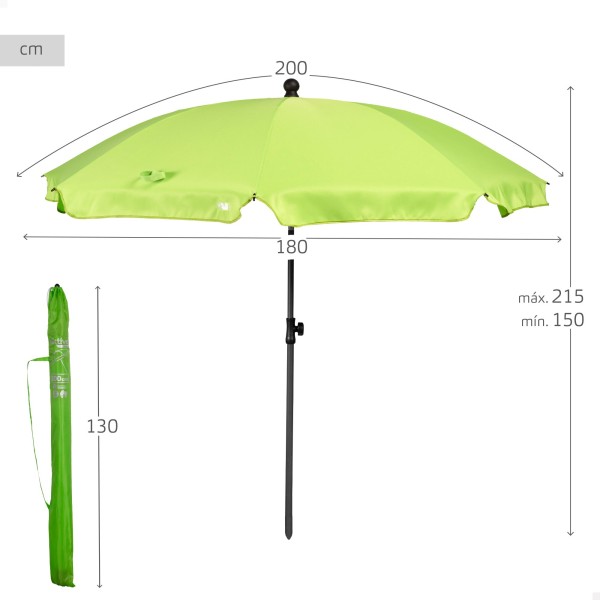 Guarda-sol grande verde 200 cm | Distria