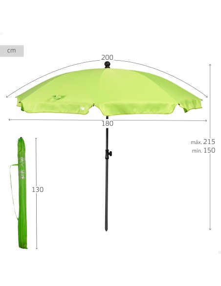 Guarda-sol grande verde 200 cm | Distria