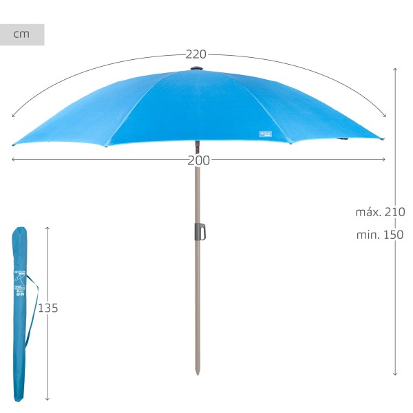 Guarda-sol grande azul 220 cm | Distria