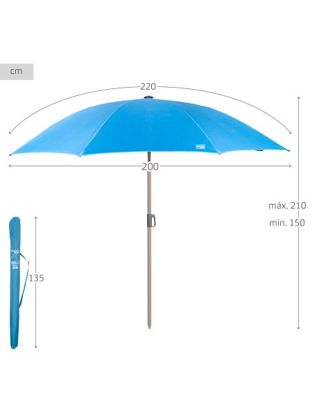Guarda-sol grande azul 220 cm | Distria