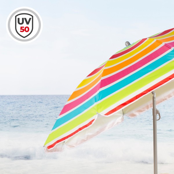 Guarda-sol de praia multicolorido 180 cm | Distria