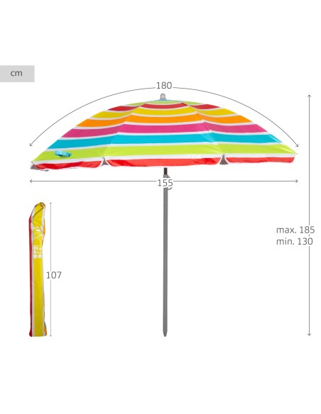 Guarda-sol de praia multicolorido 180 cm | Distria