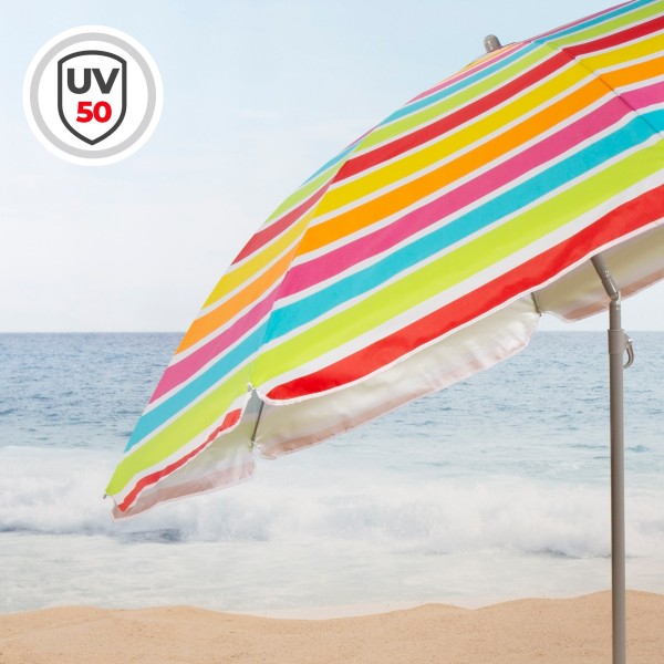 Guarda-sol de praia multicolorido 200 cm | Distria