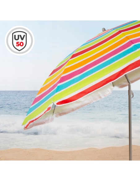 Guarda-sol de praia multicolorido 200 cm | Distria