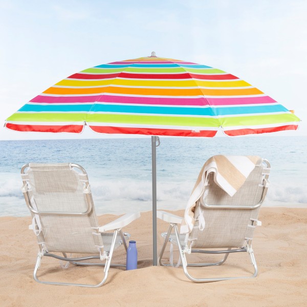 Guarda-sol de praia multicolorido 220 cm | Distria