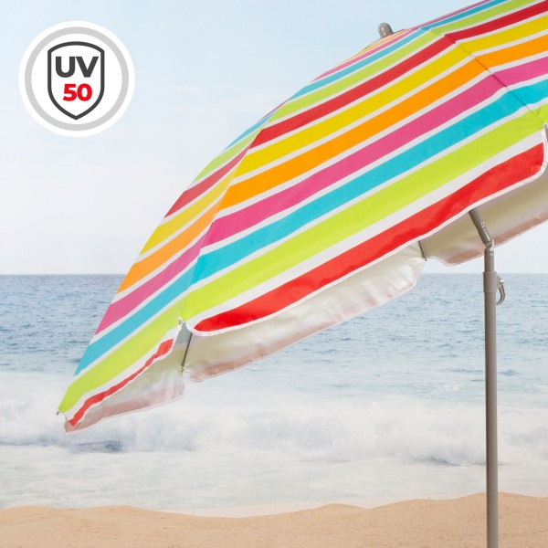 Guarda-sol de praia multicolorido 220 cm | Distria