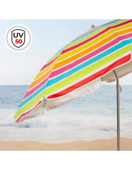 Guarda-sol de praia multicolorido 220 cm | Distria