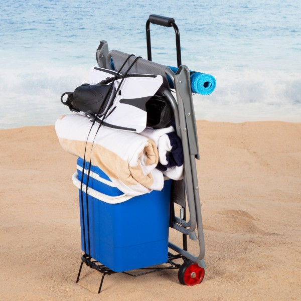 Carrinho de praia dobrável com corda de transporte | Distria