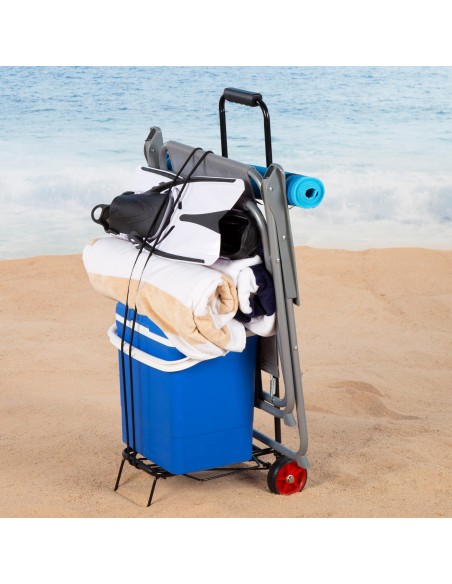 Carrinho de praia dobrável com corda de transporte | Distria