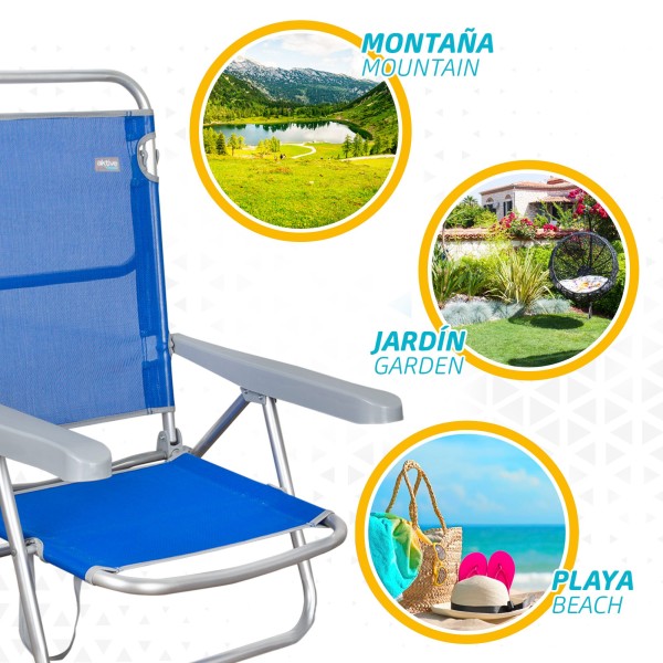 Cadeira de Praia Dobrável Baixa 5 posições | Distria