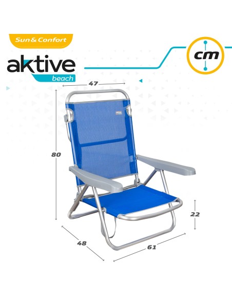 Cadeira de Praia Dobrável Baixa 5 posições | Distria