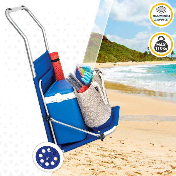 Carrinho espreguiçadeira 2 em 1 para praia |Distria