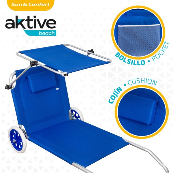 Carrinho espreguiçadeira 2 em 1 para praia |Distria