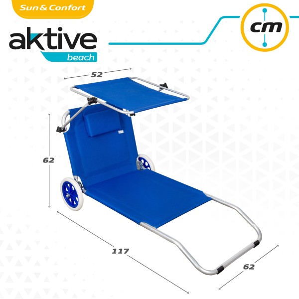 Carrinho espreguiçadeira 2 em 1 para praia |Distria