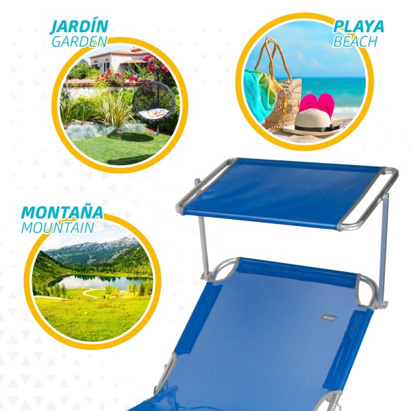 Espreguiçadeira de alumínio com Guarda-sol | Distria.com