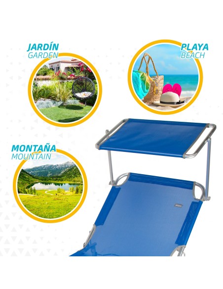 Espreguiçadeira de alumínio com Guarda-sol | Distria.com