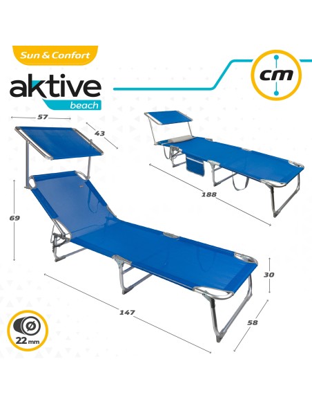 Espreguiçadeira de alumínio com Guarda-sol | Distria.com