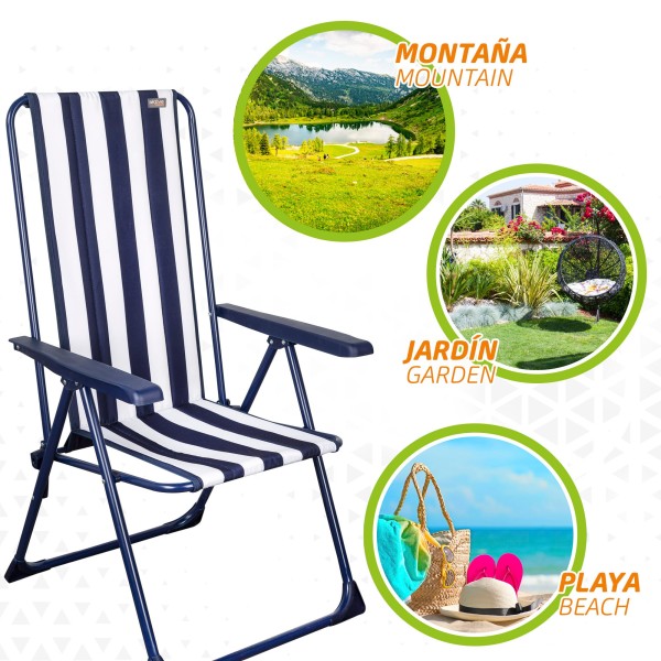 Cadeira praia e jardim dobrável multiposição | Distria