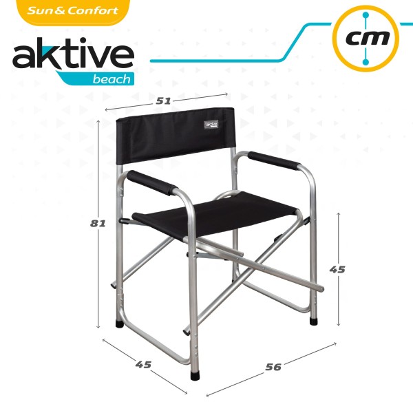 Cadeira estilo diretor dobrável de alumínio | Distria
