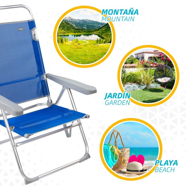 Cadeira com encosto multi-posições-Cadeira de Praia | Distria