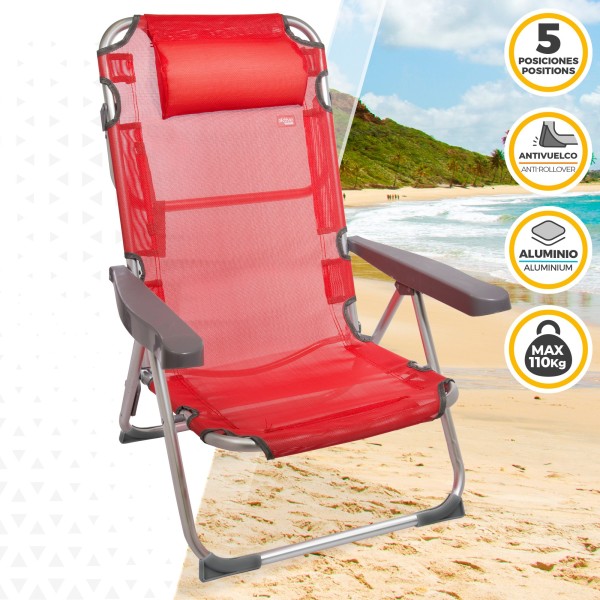 Cadeira de praia multi-posições com almofada | Distria