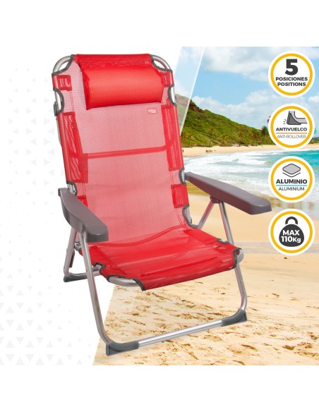 Cadeira de praia multi-posições com almofada | Distria