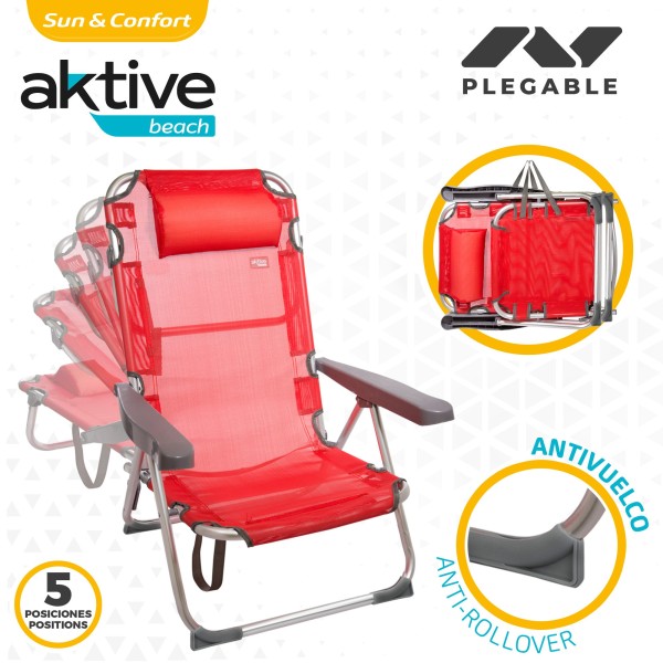 Cadeira de praia multi-posições com almofada | Distria