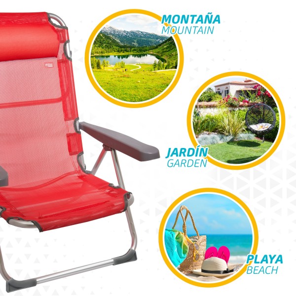 Cadeira de praia multi-posições com almofada | Distria