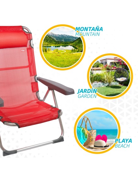 Cadeira de praia multi-posições com almofada | Distria