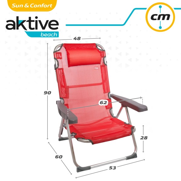Cadeira de praia multi-posições com almofada | Distria