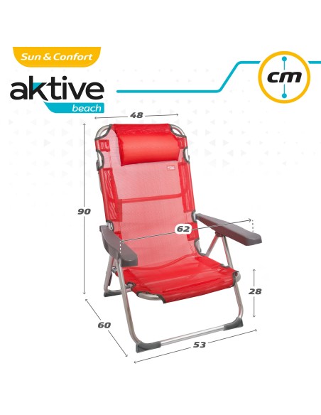 Cadeira de praia multi-posições com almofada | Distria