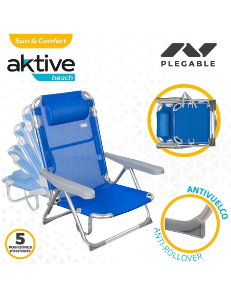 Cadeira de praia dobrável multi-posições c/almofada | Distria