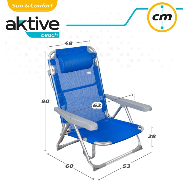 Cadeira de praia dobrável multi-posições c/almofada | Distria