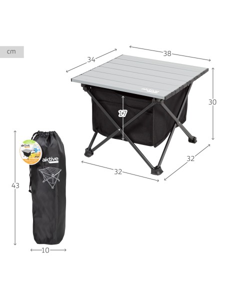 Mesa auxiliar plegável camping com almacenamiento | distribuição