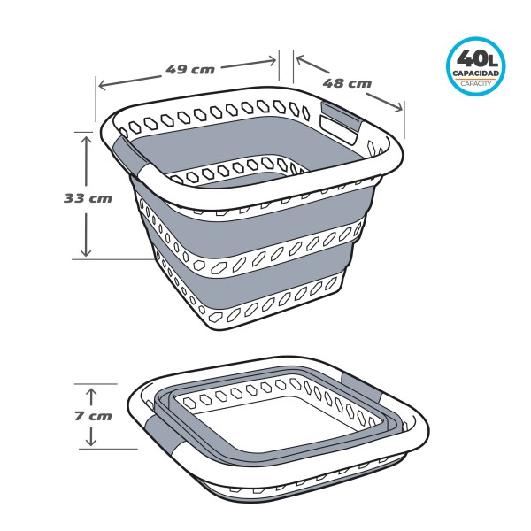 Cesta plegable cuadrada 40 litros Aktive | Distria