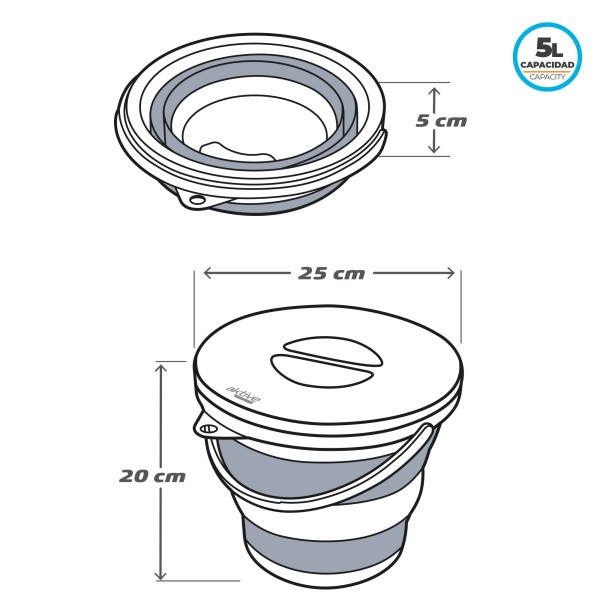 Cubo plegável 5 litros Aktive | Distria