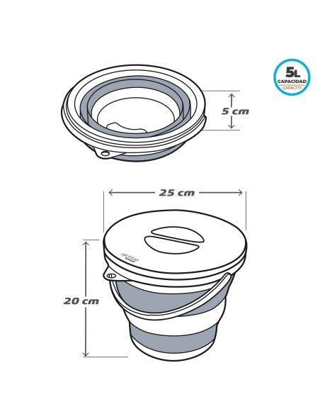 Cubo plegável 5 litros Aktive | Distria